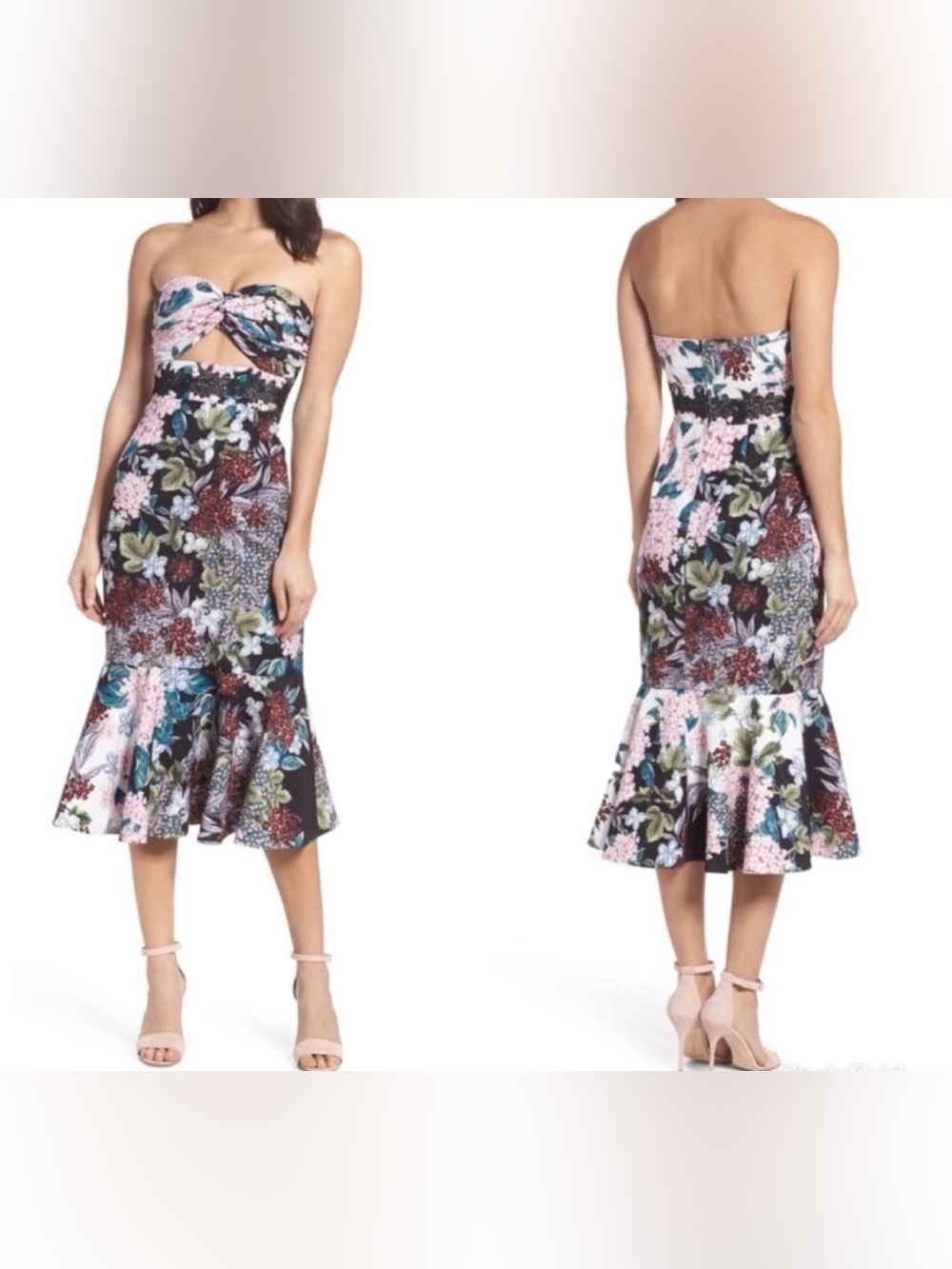 Revolve Keepsake Lost Dreams Midi Dress in Multi Floral Wedding Guest Size Small